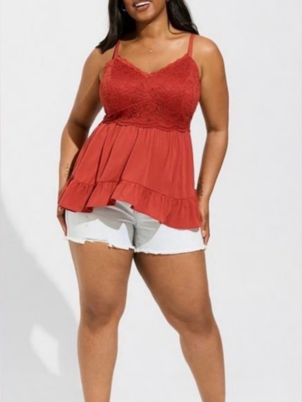 torrid Red Lace Babydoll Tank Top